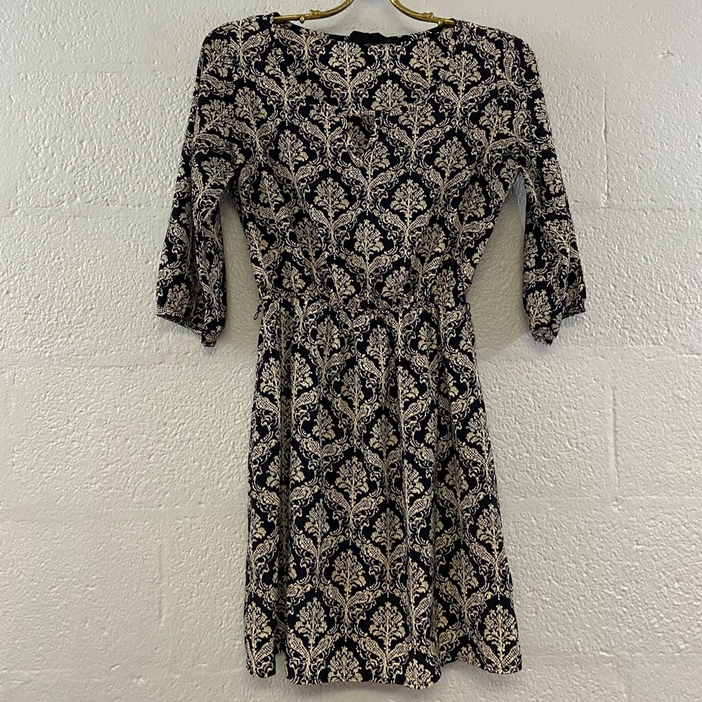 Peach Love Cream Navy Lined Dress
